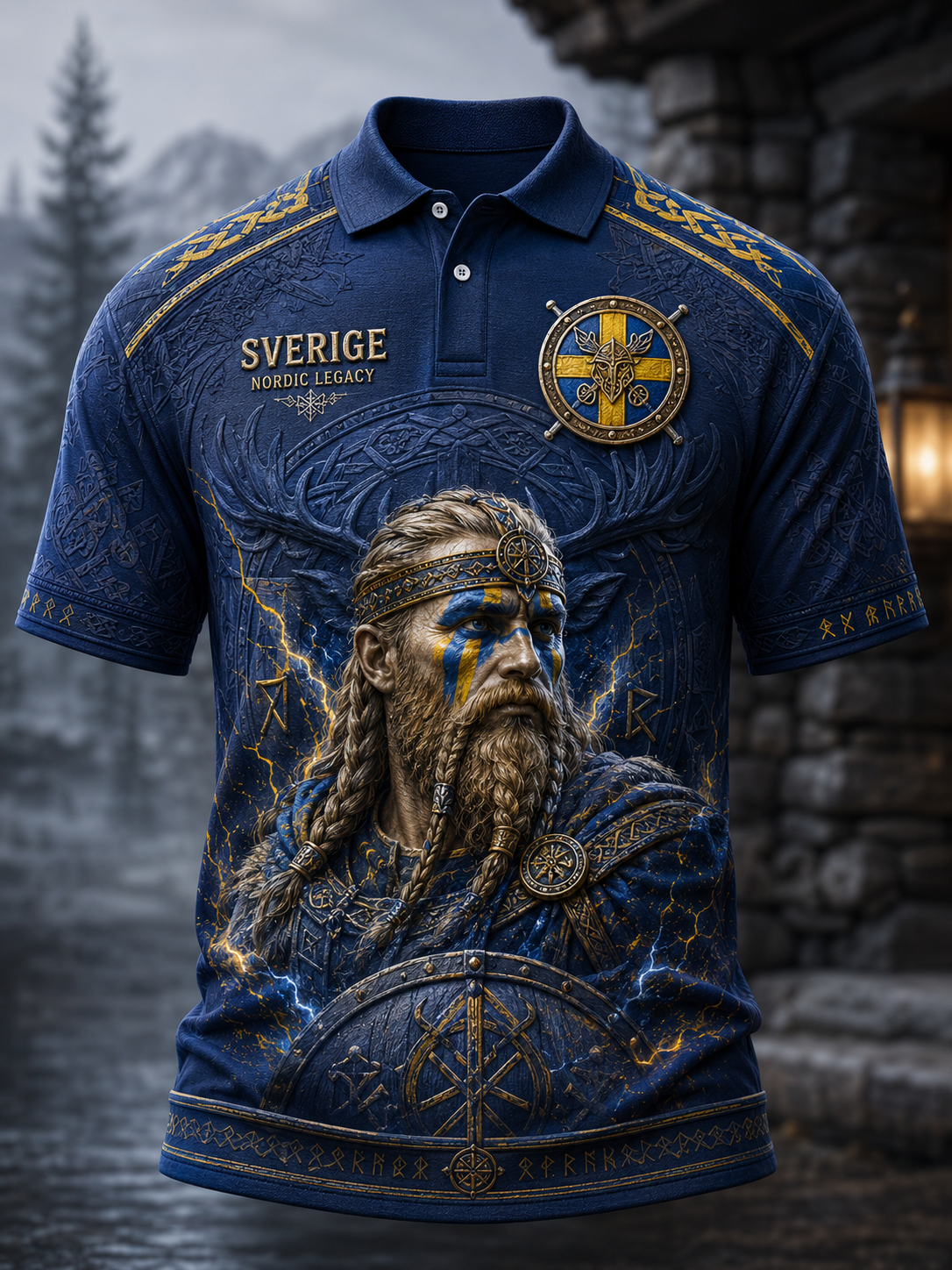 Herrens svenska vikingar Kort ärm skjjorta