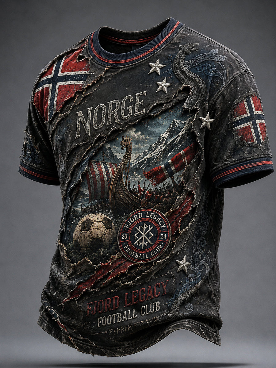 Retro nordisk vikingstil grafisk hverdags-T-skjorte
