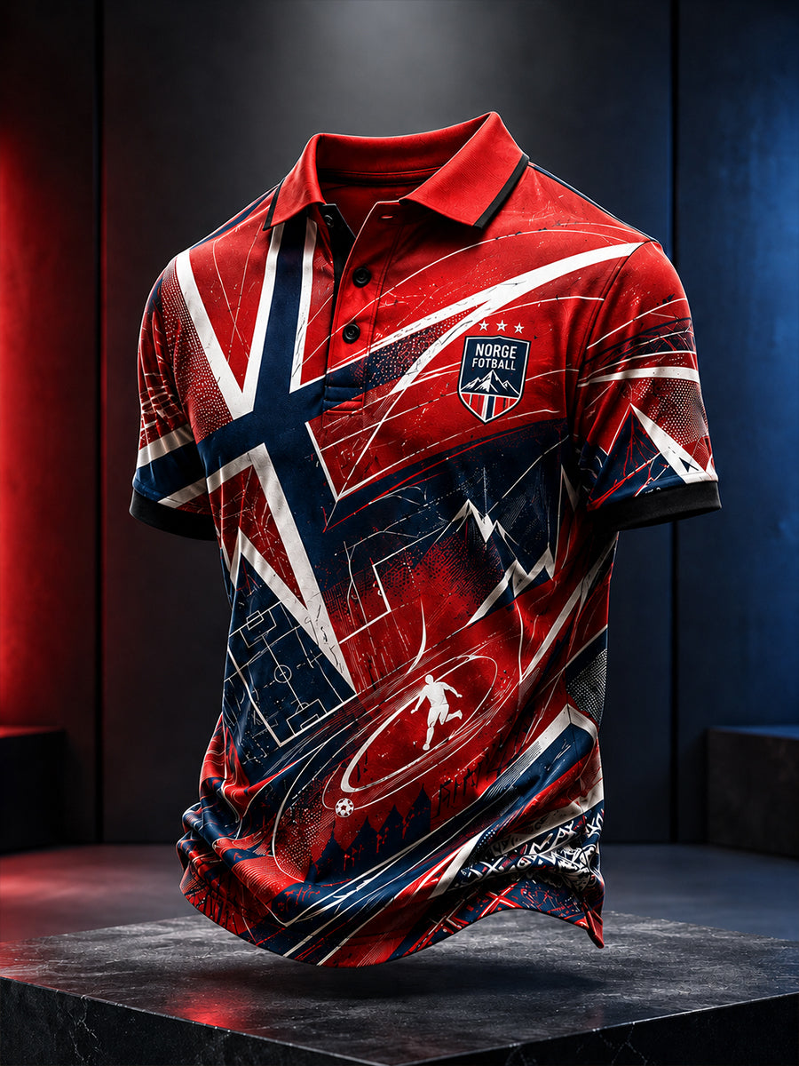 Retro Norge Viking Nordisk-stil kunst Skriv ut Casual Polo Skjort