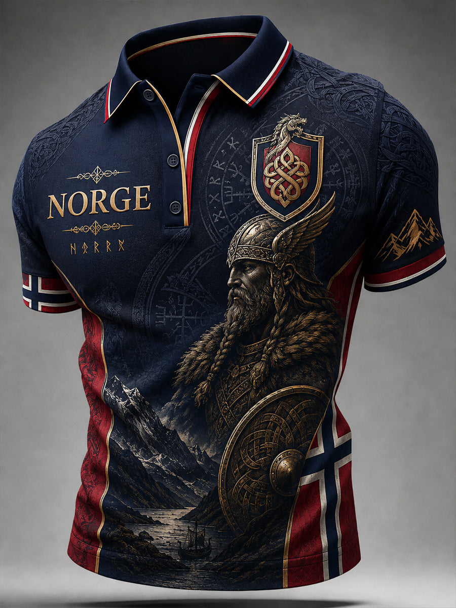 Retro norsk vikingkriger klassisk poloskjorte