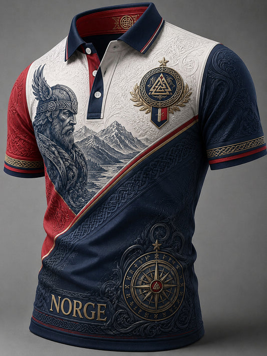 Retro norsk vikingkriger nautisk kunst poloskjorte