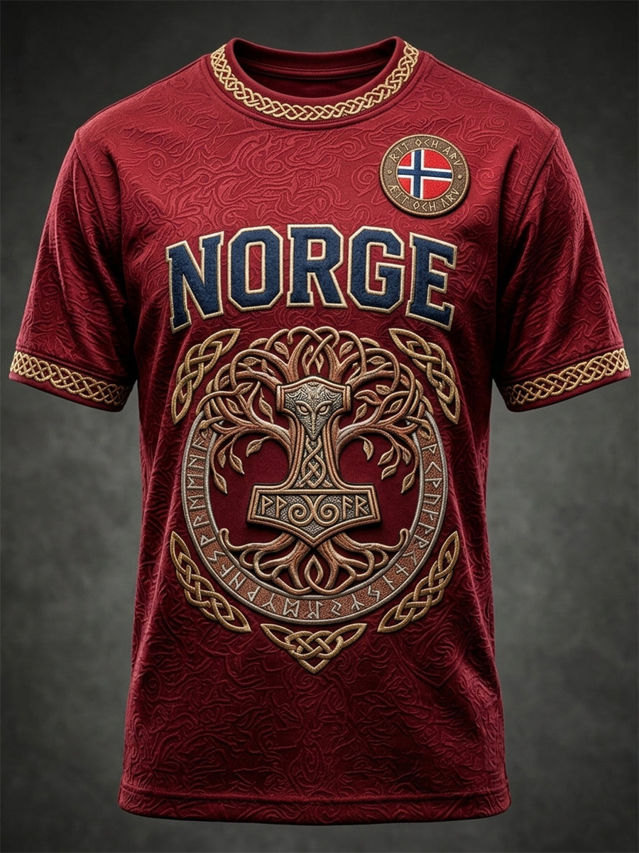 Menns Norge Viking Keltisk mønster Skriv ut Kortærme T-skjorte
