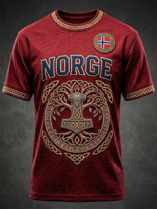 Menns Norge Viking Keltisk mønster Skriv ut Kortærme T-skjorte