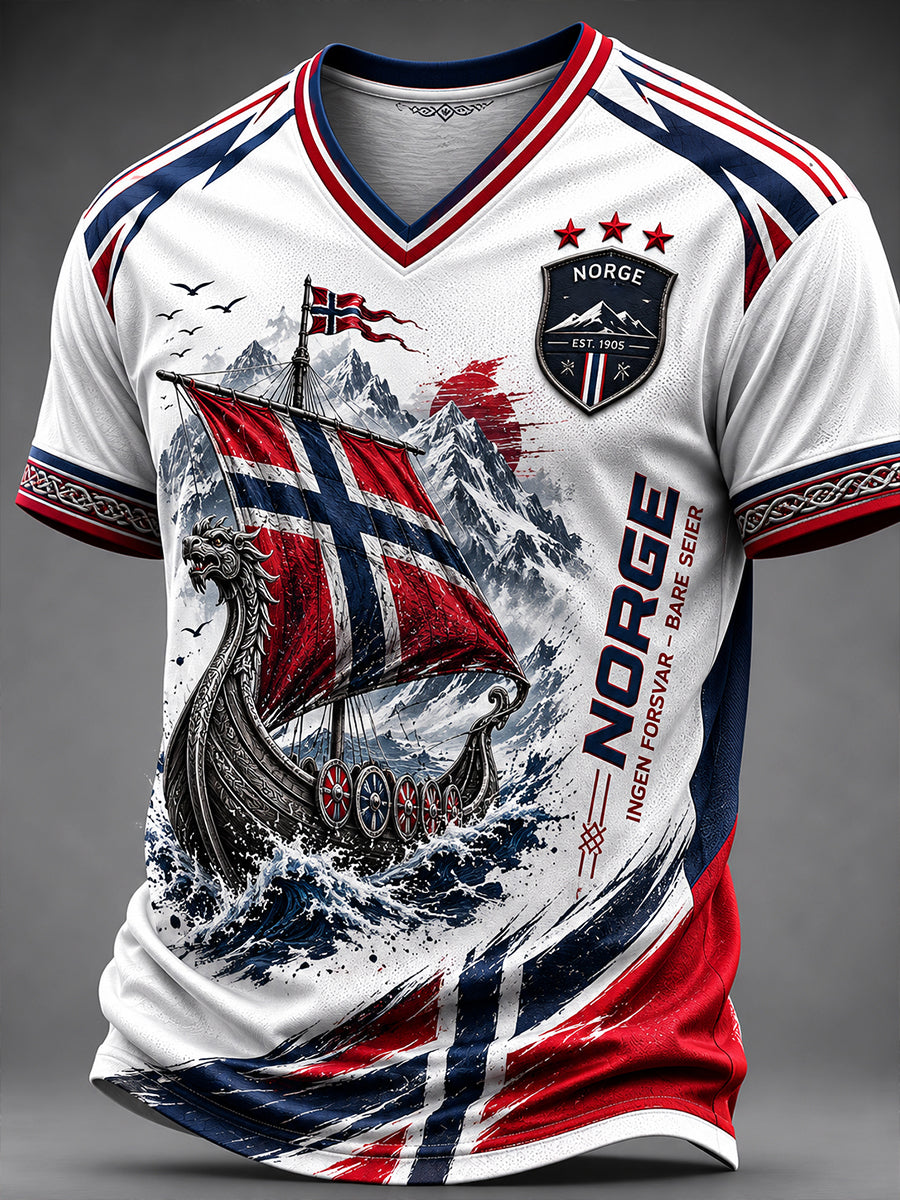 Retro nordisk vikingstil grafisk hverdags-T-skjorte