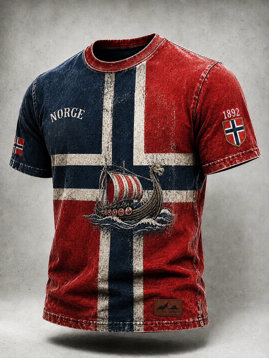 Retro nordisk vikingstil grafisk hverdags-T-skjorte