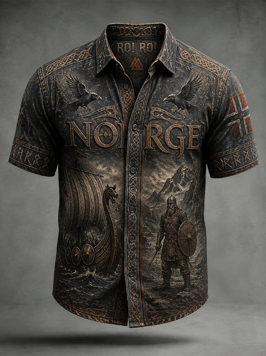 Retro norsk vikinginspirert hverdagsskjorte