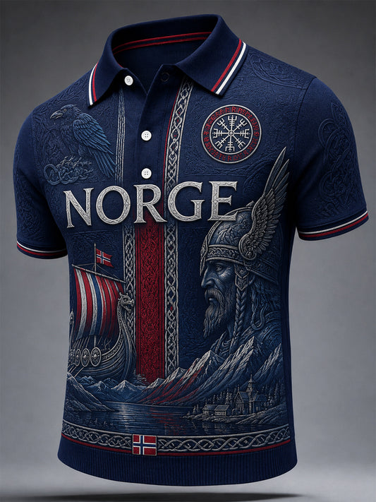 Klassisk poloskjorte inspirert av den retro norske vikingspiritten