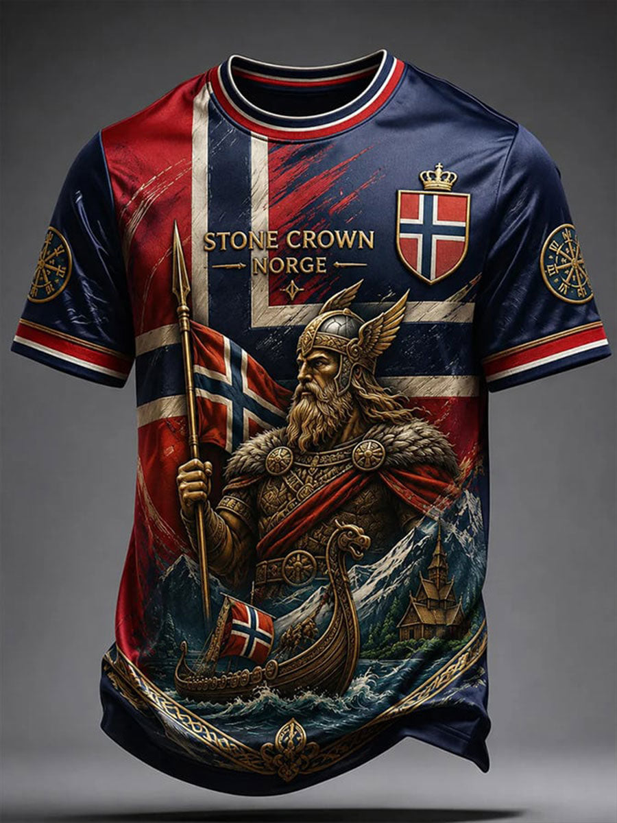 Menns Stone Crown Norge Korte Seves T-skjorte