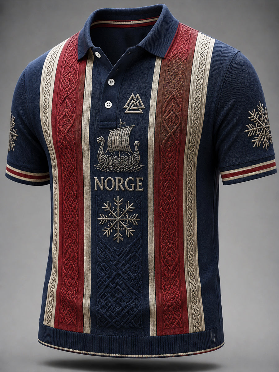 Retro norsk skip viking totem poloskjorte