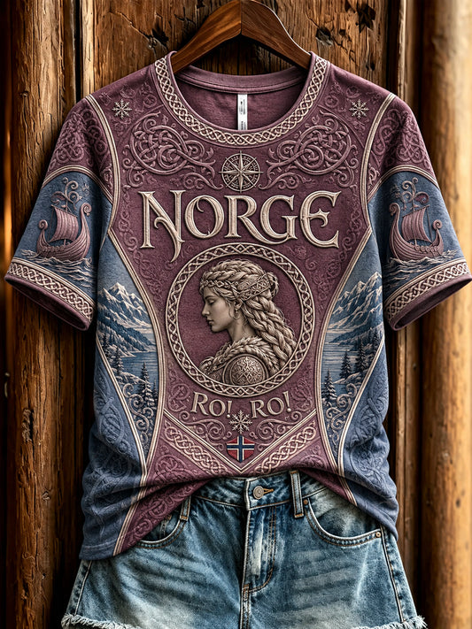 Kvinners retro norske vikingtotem-fritidstrøye