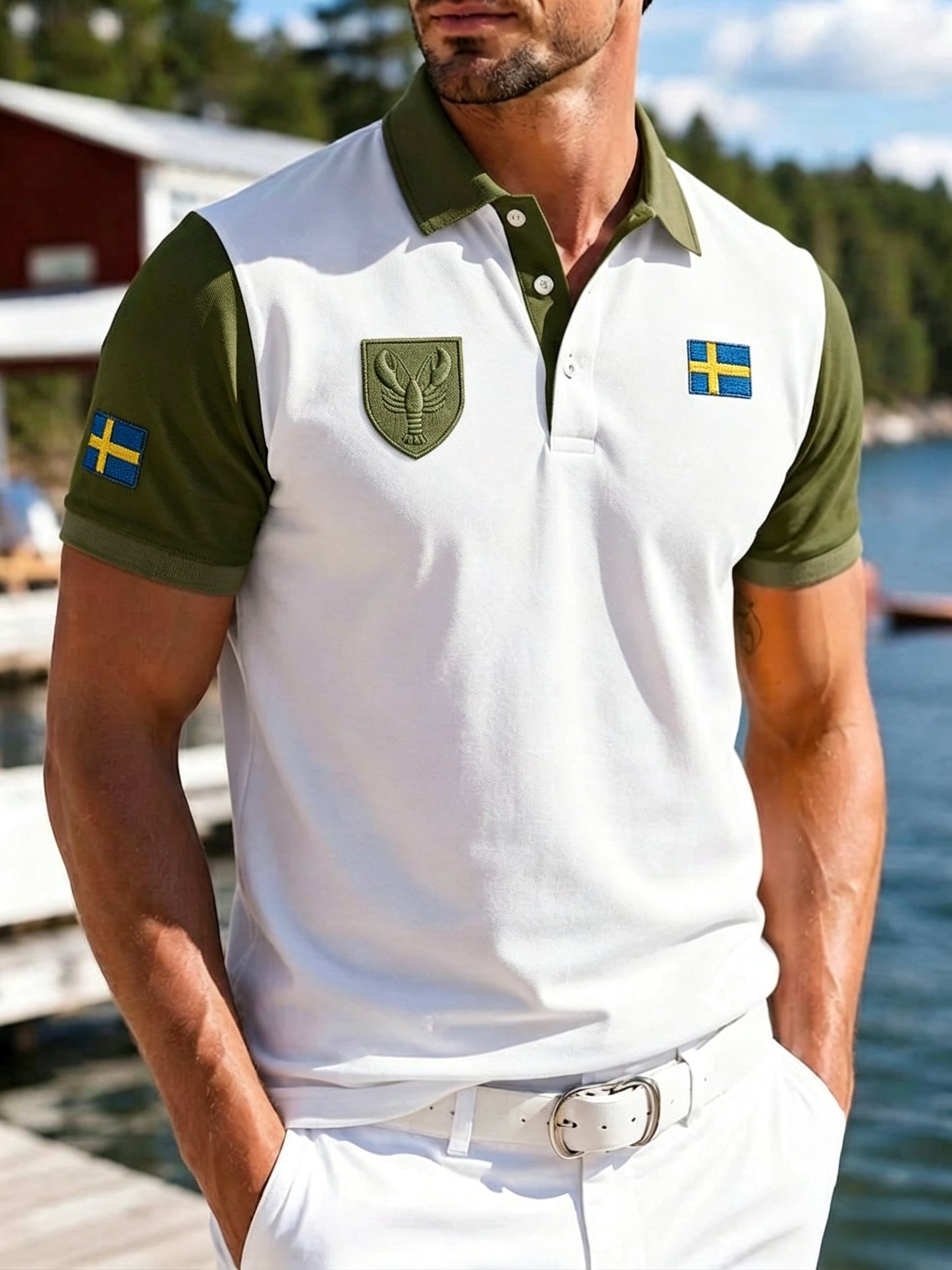 Herr Retro Svenska hummerfestivalen Skriv ut Polo tröja