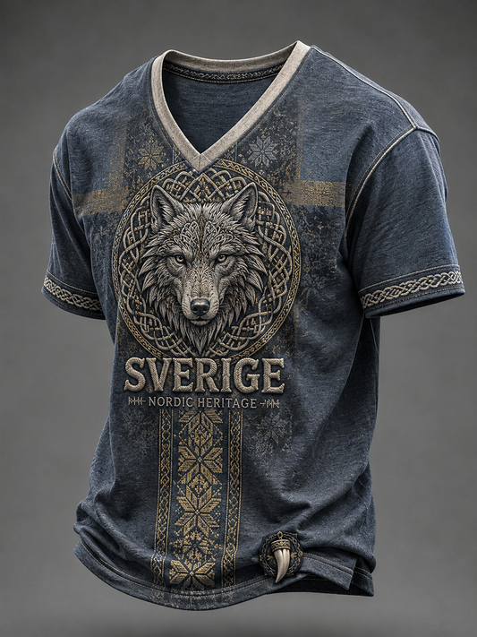 Herrens svenska vikingar V-Hack T-shirt