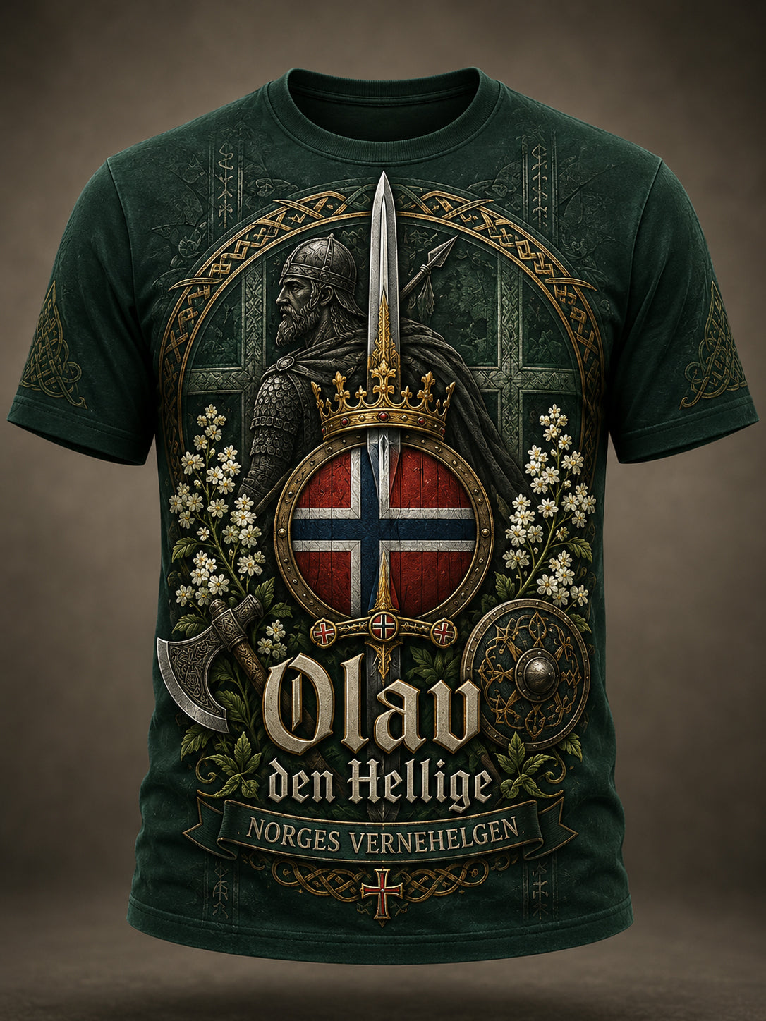 Menns St. Olavs-dags patriotisk kunsttrykk T-skjorte
