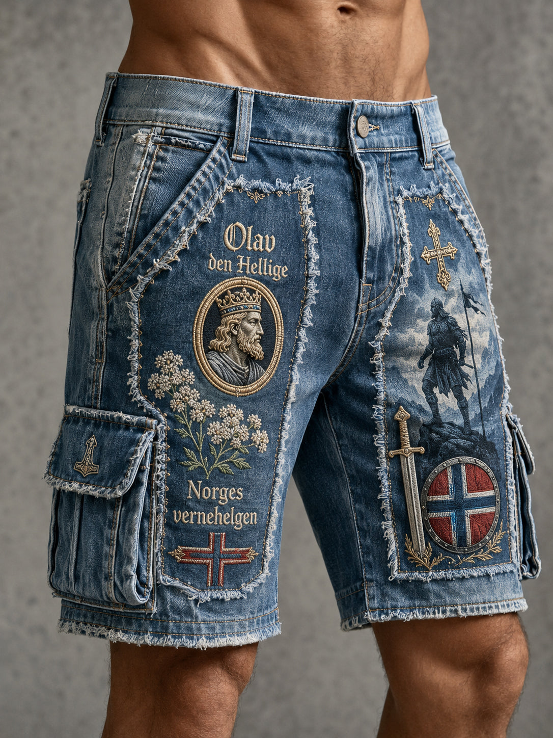 Menns norske St. Olavs-dags-patriotisk kunsttrykk avslappet shorts