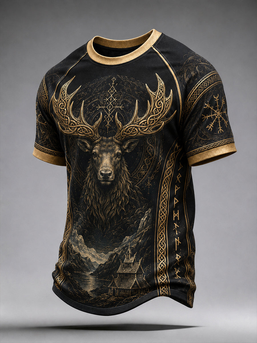 Retro nordisk vikingstil grafisk hverdags-T-skjorte