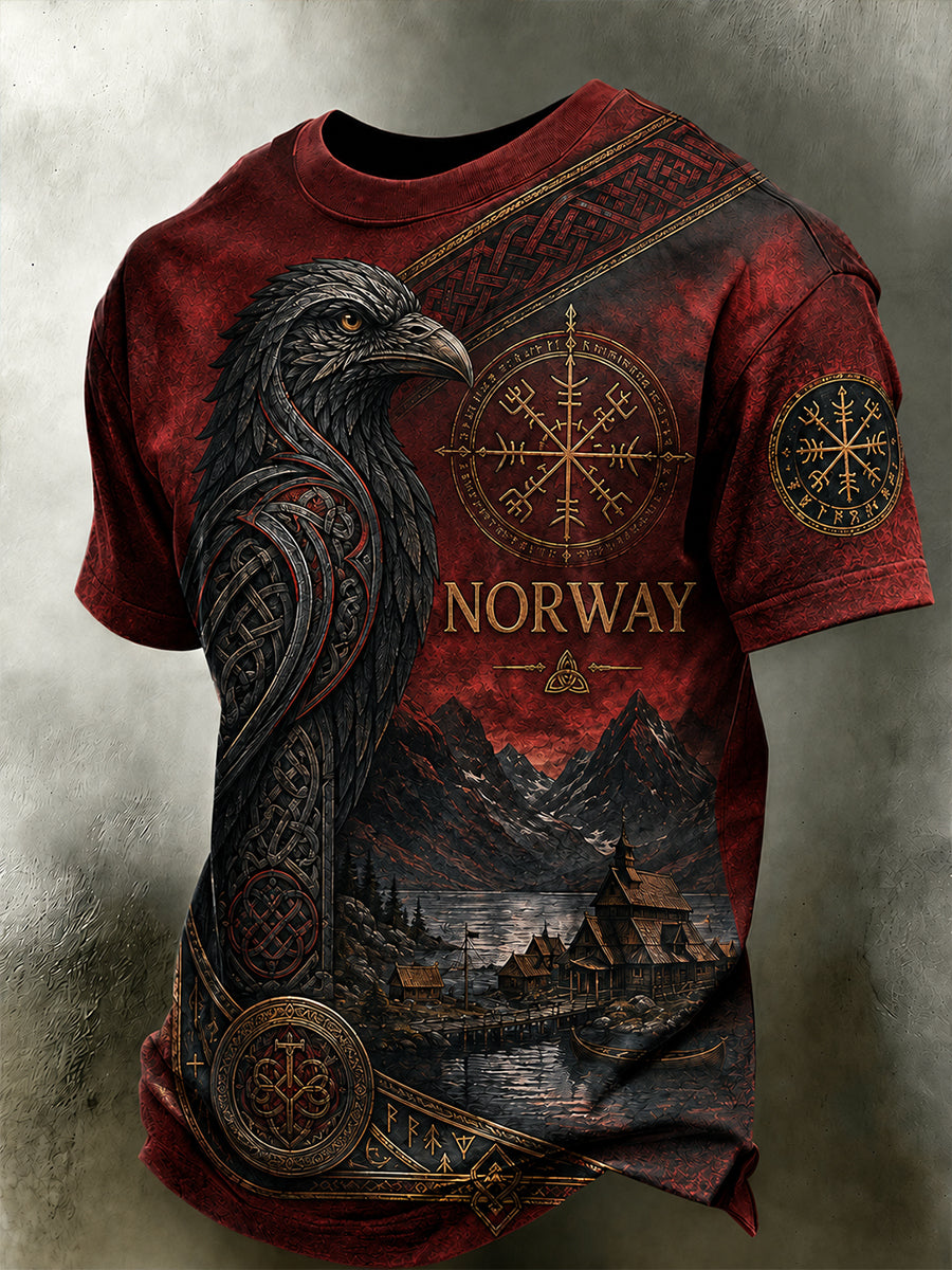 Retro nordisk vikingstil grafisk hverdags-T-skjorte