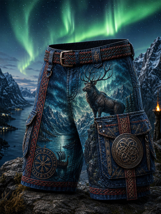 Retro nordisk kunsttrykk i vikingstil – uformelle shorts