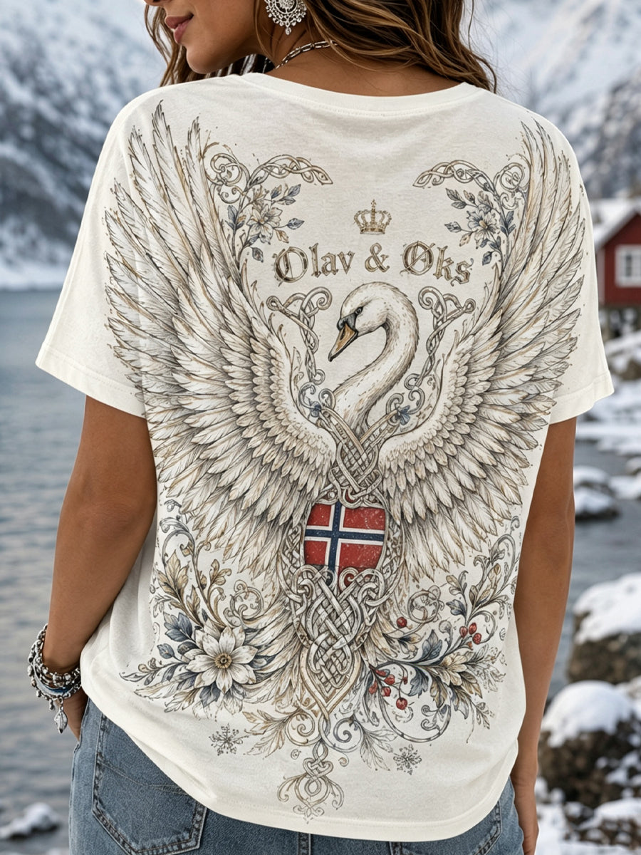 Kvinners Norske St. Olavs-dags Minne-Art Print T-skjorte