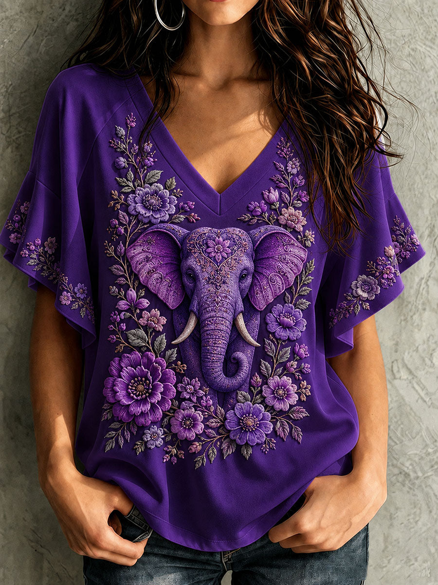 Kvinnors Alzheimers medvetenhet Elefant Blommor häng Shot Shot Slem T-shirt