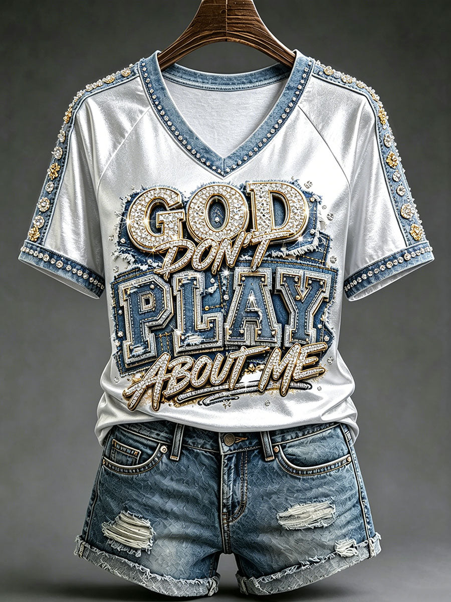 Kvinnors Christian V-hals T-shirts