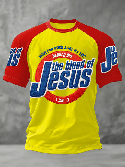 Mäns blod av Jesus Print Casual Tee