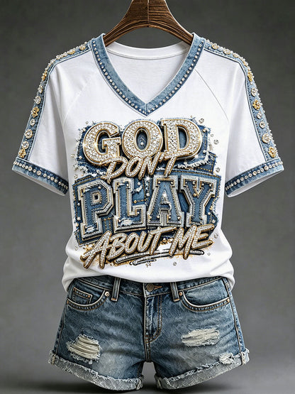 Kvinnors Christian V-hals T-shirts