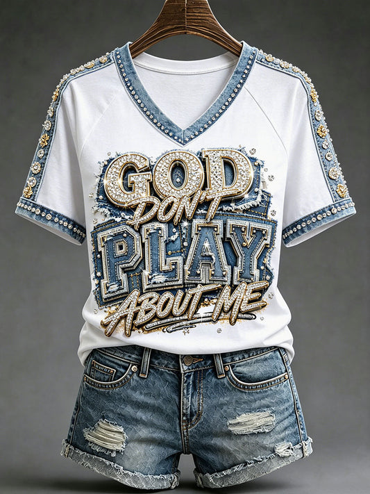 Kvinnors Christian V-hals T-shirts