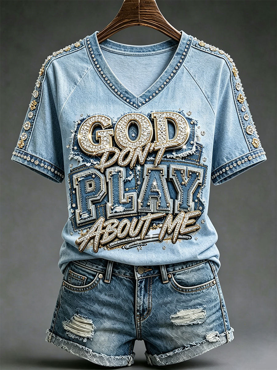 Kvinnors Christian V-hals T-shirts