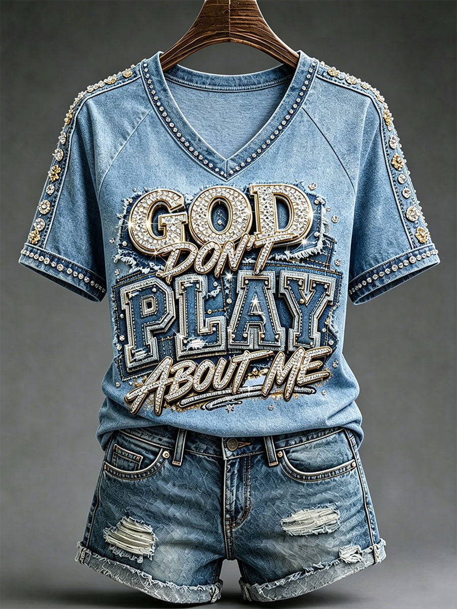 Kvinnors Christian V-hals T-shirts