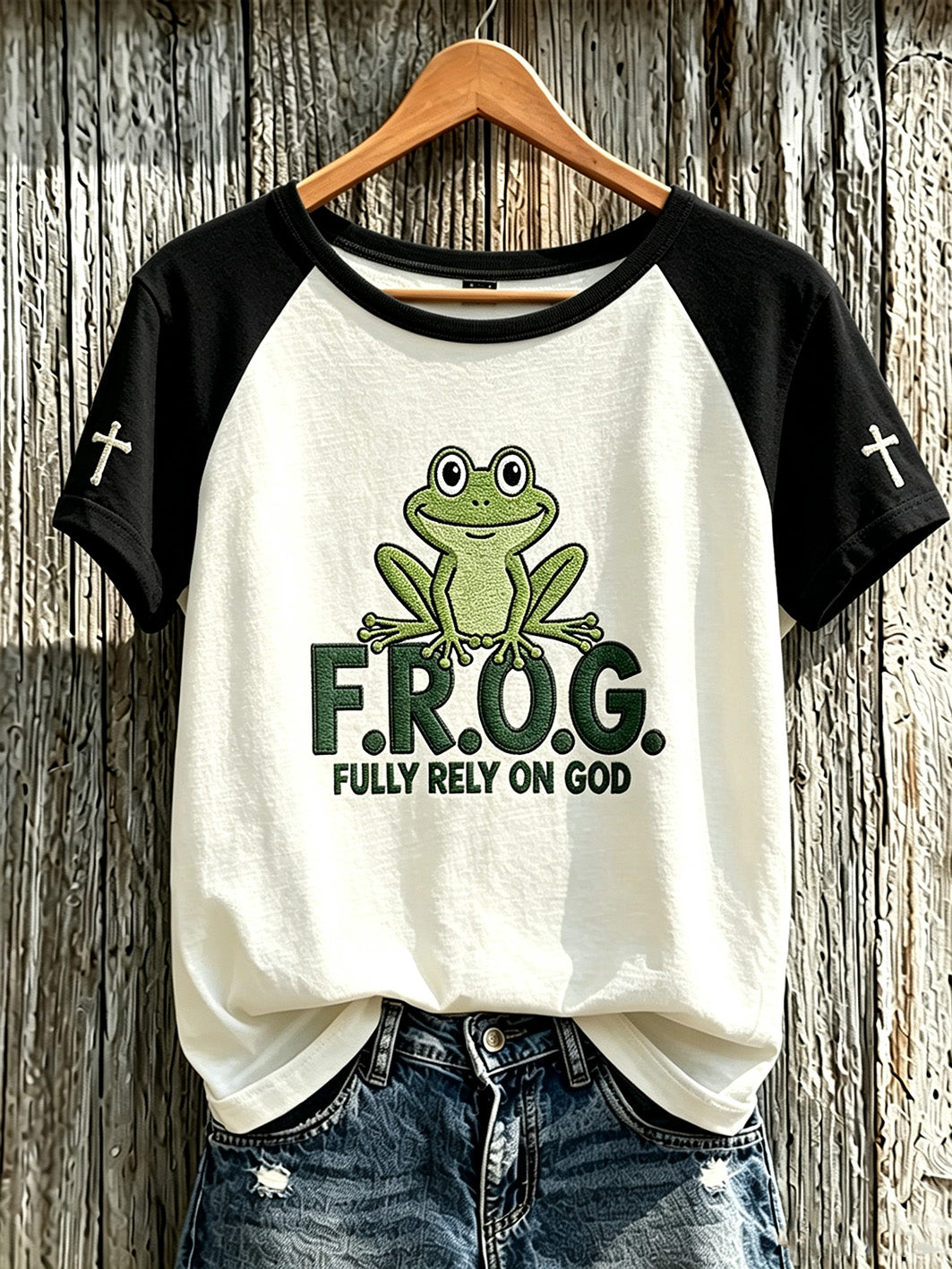 Kvinnors tro mönster tryckt fritid rund hals kort ärm T-shirta