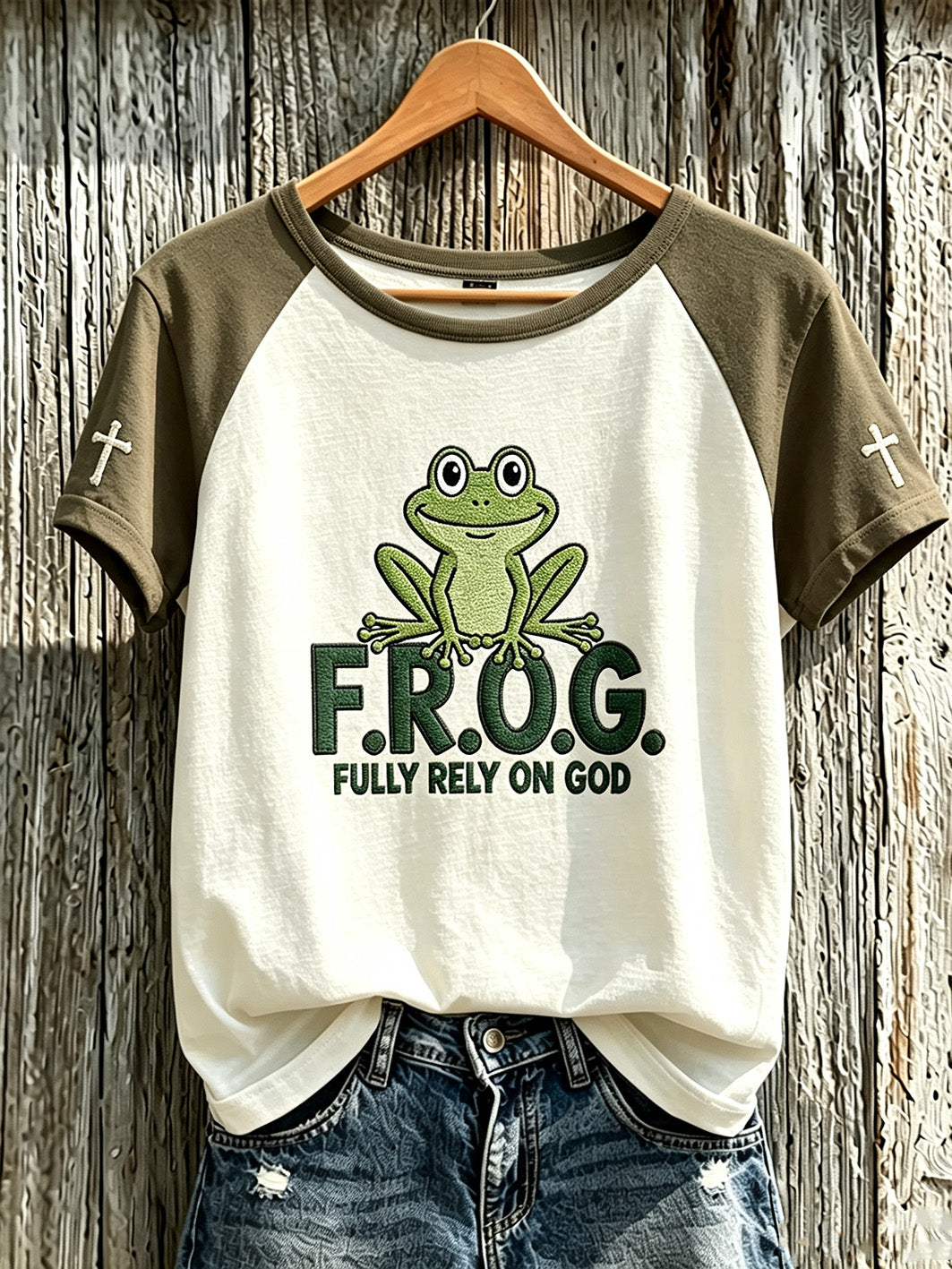 Kvinnors tro mönster tryckt fritid rund hals kort ärm T-shirta