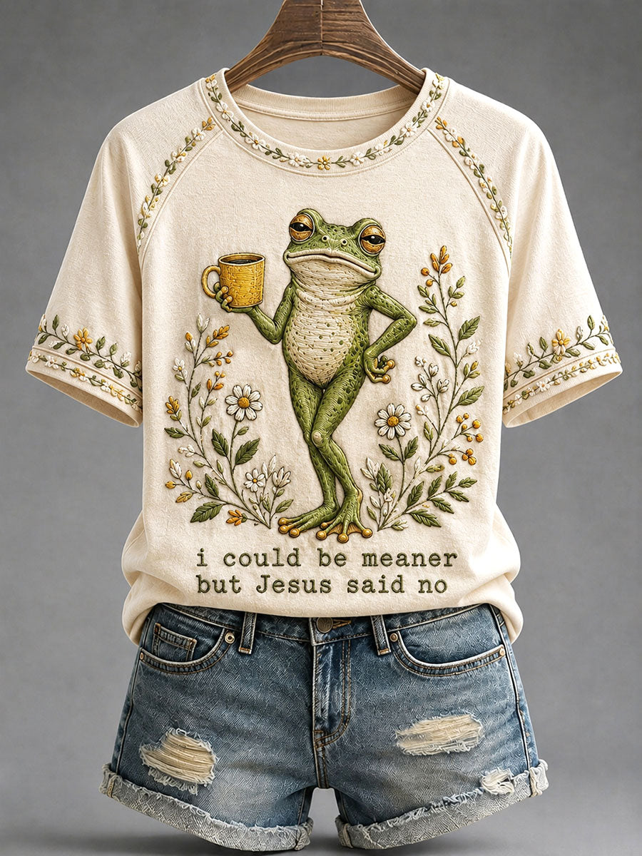 Kvinnors 'Jag kunde vara elak men Jesus sa nej' tryckt Casual T-shirt
