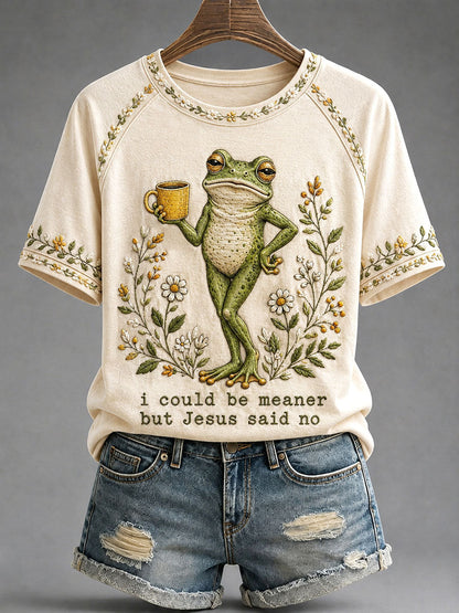 Kvinnors 'Jag kunde vara elak men Jesus sa nej' tryckt Casual T-shirt