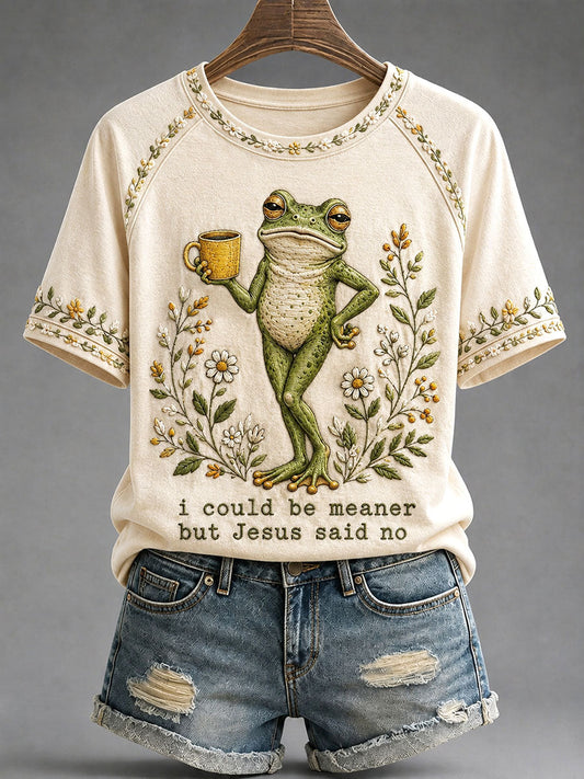 Kvinnors 'Jag kunde vara elak men Jesus sa nej' tryckt Casual T-shirt