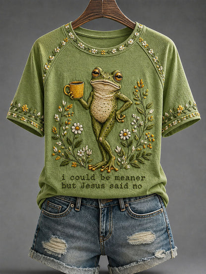 Kvinnors 'Jag kunde vara elak men Jesus sa nej' tryckt Casual T-shirt