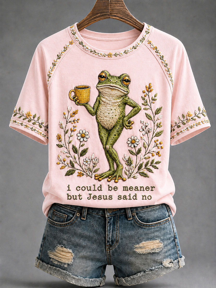 Kvinnors 'Jag kunde vara elak men Jesus sa nej' tryckt Casual T-shirt
