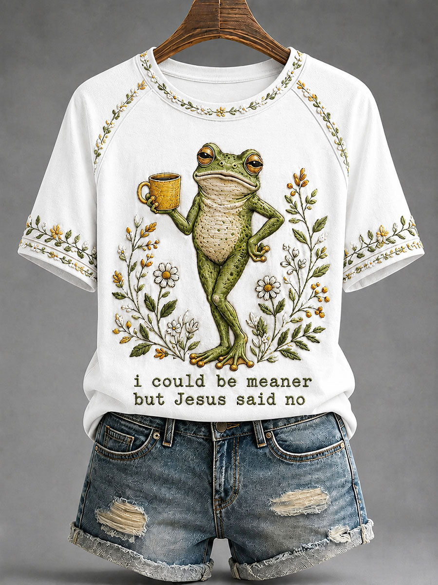 Kvinnors 'Jag kunde vara elak men Jesus sa nej' tryckt Casual T-shirt
