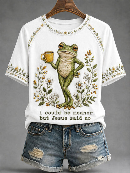 Kvinnors 'Jag kunde vara elak men Jesus sa nej' tryckt Casual T-shirt