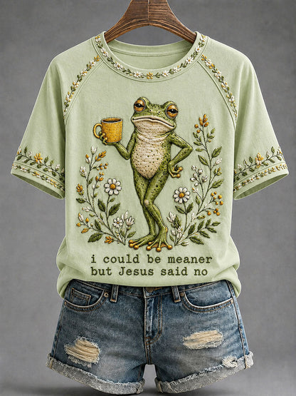 Kvinnors 'Jag kunde vara elak men Jesus sa nej' tryckt Casual T-shirt