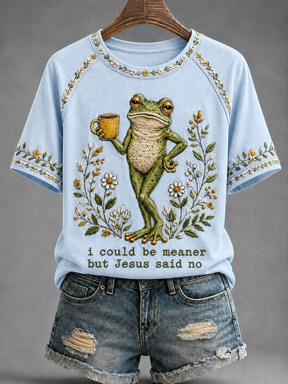Kvinnors 'Jag kunde vara elak men Jesus sa nej' tryckt Casual T-shirt