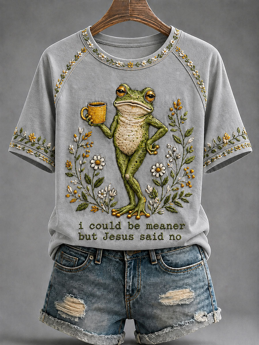 Kvinnors 'Jag kunde vara elak men Jesus sa nej' tryckt Casual T-shirt
