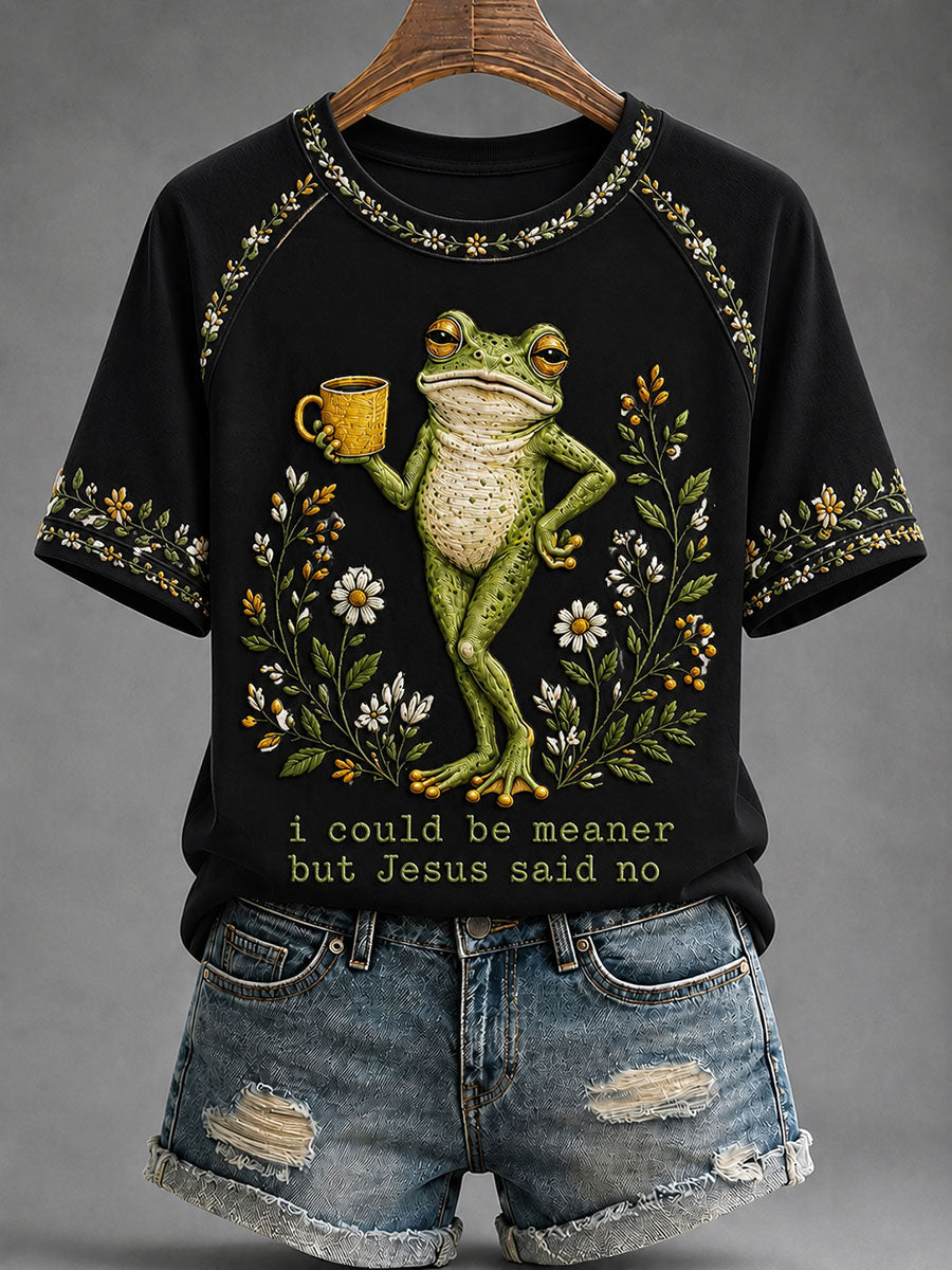 Kvinnors 'Jag kunde vara elak men Jesus sa nej' tryckt Casual T-shirt