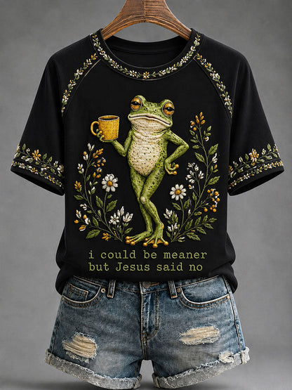 Kvinnors 'Jag kunde vara elak men Jesus sa nej' tryckt Casual T-shirt