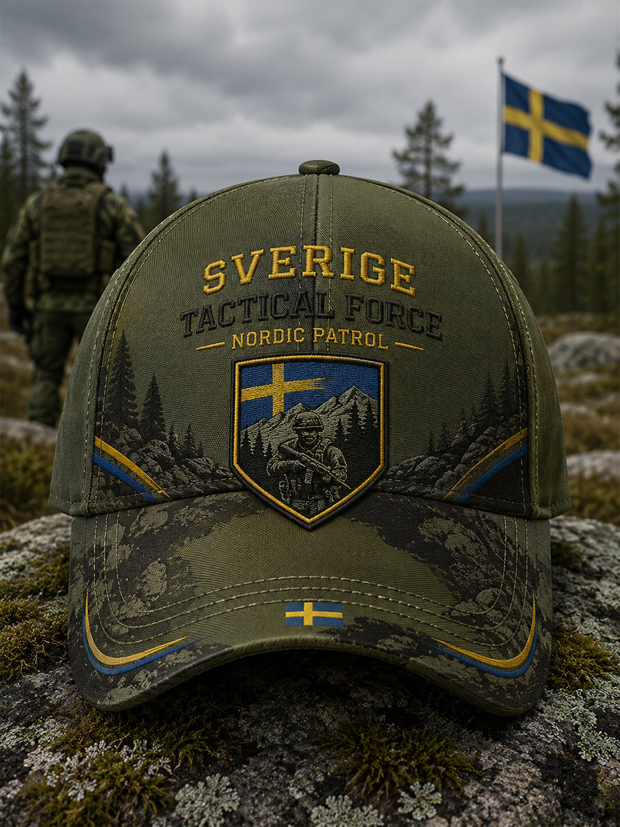 Herrhatt med kamouflagemönster i militärstil