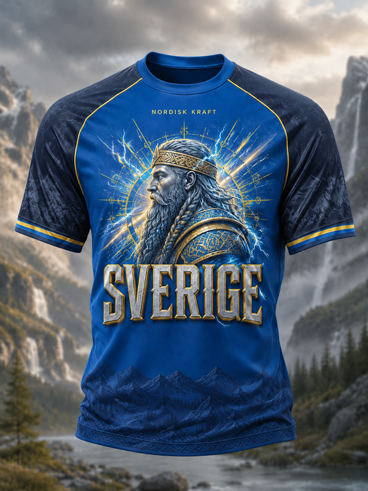 Svensk vikingströja för män med korta ärmarna