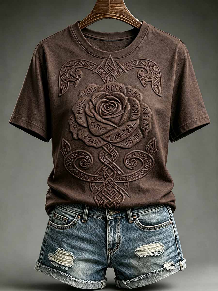 Kvinnlig vintage-T-shirt med viking- och keltiskt knutmotiv