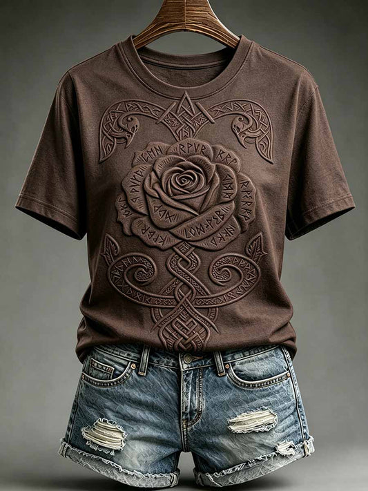 Kvinnlig vintage-T-shirt med viking- och keltiskt knutmotiv