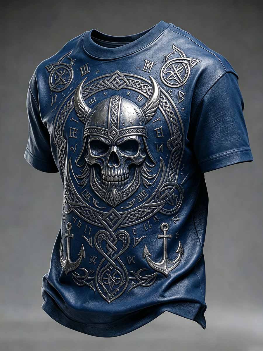 Vintage-vikingkrigart-shirt för män med tryck