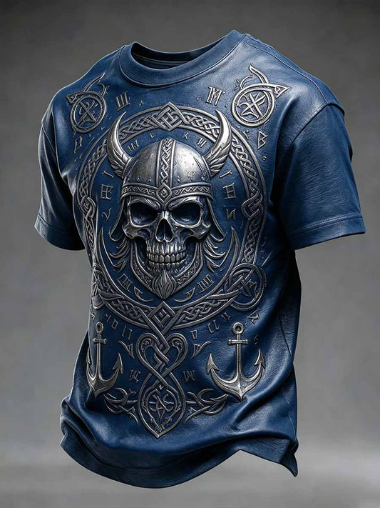 Vintage-vikingkrigart-shirt för män med tryck