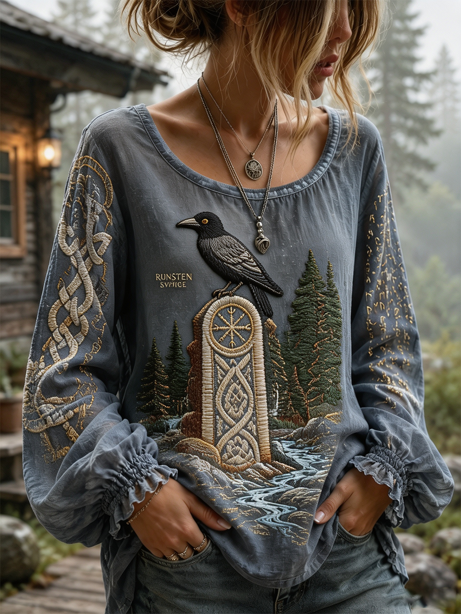 Damskjorta i bomull-linne från Swedish Vikings